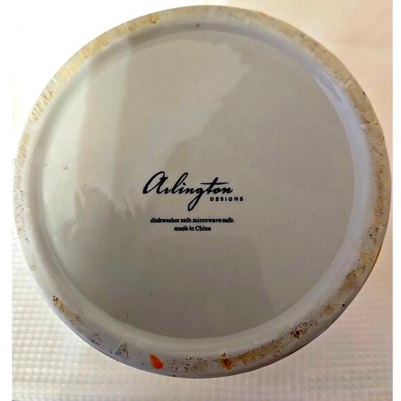 Rare Arlington Designs White Embossed Easter Canister Yellow Green Strips Easter - Picture 7 of 7